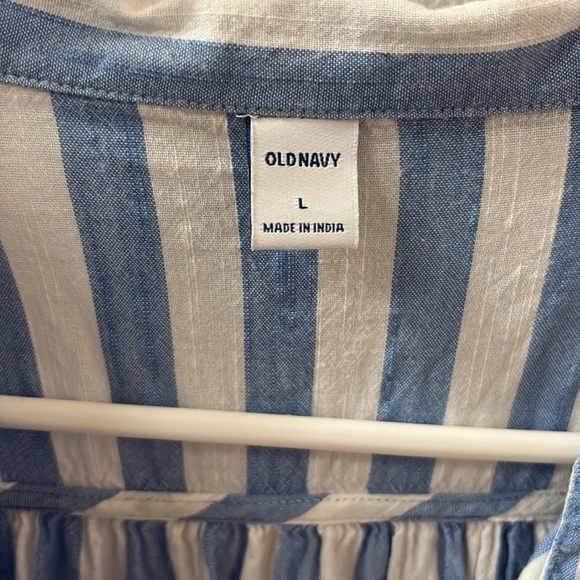 Old Navy Denim Blue and Cream Striped Shirt - Picture 2 of 3